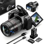 72MP 4K Digital Camera for Photography and Video, 12X Optical Zoom Bridge Camera with 270° Flip Screen, WiFi, Auto Focus, Macro Mode, 2 Batteries & 32GB SD Card (Black) (Black)