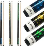 LOTKEY Pool Cue Set of 4/3 / 2/1-58 Inch 18~21 oz Canadian Maple Professional Billiard Cue Sticks, Pool Cue Stick Durable for Billiard Players (3 Sets (18oz Blue, 19oz Yellow, 21oz Green))