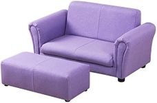 Children Sofas and Couches/2-Seater Kid Sofa Couch with Big Ottoman/Children Sofa with Linen Fabric/Big Toddler Couch for 0-3 Years Kid Using (Purple)
