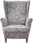 Eco-Ancheng Wingback Chair Slipcover 2 Piece Slipcovers for Wingback Chairs Spandex Wingback Chair Covers Washable Furniture Protector with Elastic Bottom for Living Room Wingback Chairs