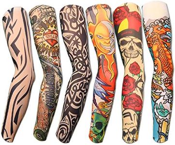 Akstore 6pcs Set Arts Fake Temporary Tattoo Arm Sunscreen Sleeves Designs Tiger, Crown Heart, Skull, Tribal and Etc