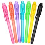 OFFCUP Invisible Ink Pen, 7pcs Spy Pen with UV Light, Magic Marker Pens with UV Light for Kids, Spy Pens Invisible Ink for Writing Secret Message Party Bag Fillers for Kids