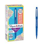 Paper Mate Flair Felt Tip Pens | Medium Point (0.7 mm) Writing Pens | Blue Pens | for Writing, Drawing & Sketching | 12 Count