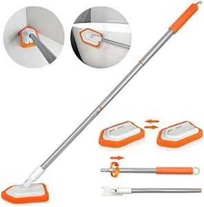 JEHONN Tub and Tile Scrubber with Long Handle, Shower Cleaning Brush with 2 Interchangeable Scrub Brush for Bathroom, Bathtub, Wall, Floor