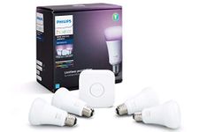 PHILIPS Hue Ambiance A19 60W LED Equivalent Smart Bulb Starter Kit Compatible with Amazon Alexa, Apple Home Kit and Google Assistant (Multicolour) - 4