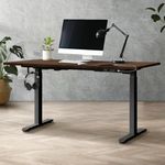 Oikiture Height Adjustable Standing Desk Dual Motors Home Office Sit Stand Desk Electric Motorised Standing Desk Fram Laptop Computer Workstation 140cm Walnut