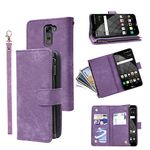 Compatible with LG Stylo 2 2+/Stylus 2 Plus/Stylo2 V 2V Verizon Wallet Case and Premium Vintage Leather Flip Credit Card Holder Stand Cell Accessories Phone Cover for G LS775 VS835 Women Men Purple