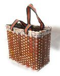 Sonas Creation Paperus, Medium, Brown Check, Lunch Bag, Picnic Basket, Handbag, Tiffin Basket for Office, Eco-Friendly, Handmade, of Paper Ropes, in Inches 11 Height, 12 Length & 6 Wide Base