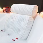 Bath Pillow for Bathtub, Bath Cushion for Tub for Adults, Head Neck Shoulder Back Lumbar Support, 4D Mesh Spa Pillows with 7 Suction Cups, Thick Waterproof Easy to Clean Fit for Soaking Tub