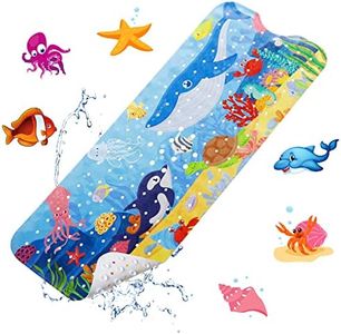 YOCOLE Alfombra Bañera Antideslizante Infantil, 100x40cm Alfombrilla Ducha Bebes y Niños Baño, Alfombra con Ventosas, de PVC sin BPA Lavable a máquina