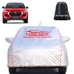 FAMEXON Waterproof Car Body Cover with Mirror Pocket Compatible for Nissan Magnite Triple Layer Inner Fabric & Pipein Design Protects from Animals, Heat, Rainfall (Metallic Silver)