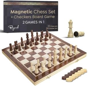 Wooden Magnetic Chess Set | 15 Inch Foldable Chess Board - 2 Extra Queens - Magnetic Chess Game with Storage | Chess Sets for Adults | Handmade Portable Travel Chess Set for Kids & Beginners