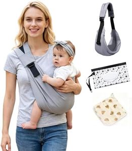 Baby Sling Carrier, Newborn to Toddler (7-45 lbs), Ergonomic Hands-Free Carrier with Safety Buckle, Adjustable One-Shoulder Strap for Portable Travel(Grey)