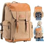 TARION Camera Backpack Canvas Camera Bag Photography Backpack with Laptop Tripod Compartment Waterproof Raincover for Women Men Photographer Vintage DSLR SLR Mirrorless Camcorder Cameras Khaki M-02