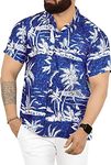 LA Leela Men's Holiday Shirts Shirts Beach Hawaiian Shirt 5XL Tidal Wave, Palm Sea Shore