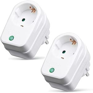 PerfectHD Steckdosenadapter mit Überspannungsschutz - Zwischenstecker - Blitzschutz - 2er-Set - weiß - 2 Varianten