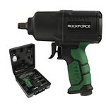 Rockforce Air Impact Wrench Pneumatic Drive Lightweight Working Torque 1450 NM Adjustable Power Twin Hammer with Set of Sockets in a Case