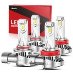 LASFIT 2024 Upgraded H11 9005 LED Headlights Bulbs Combo, 1:1 Mini Size with 14000LM 140W 6500K Cool White High and Low Beam, Direct Installation Fog Light Bulbs Plug and Play, Pack of 4