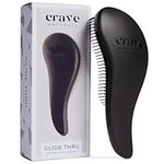 Crave Naturals Glide Thru Detangling Brush for Adults & Kids Hair - Detangler Comb & Hair Brush for Natural, Curly, Straight, Wet or Dry Hair (BLACK)