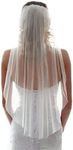 HEREAD 1 Tier Bride Wedding Veil Short Wasit Elbow Length Bridal Tulle Veils with Comb and Cut Edge (Ivory)