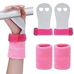 Abeillo 2 Gymnastics Grips Wristbands Sets for Girls Youth Kids, Pink Gymnastic Hand Grips Gymnastic Bar Palm Protection and Wrist Support Sports Accessories for Kids Workout and Exercise (Small)