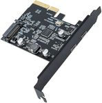 YABOANG PCIe 2 Port 10Gbps USB-C Adapter Card,USB 3.2 Gen 2 PCI-Express 4X to Type C Adapter Card,Compatible with WIN10/8/7/Mac OS 10.14 - ASM3142 Main Control Chip