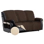 TOMORO Non-Slip Sofa Recliner Cover, 100% Waterproof Quilted Recliner Chair Slipcover Furniture Protector with Pockets, Washable Couch Cover with Elastic Straps for Kids and Pets