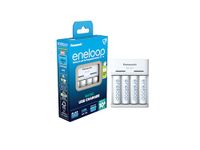 eneloop Basic USB Charger, for 2-4 AA/AAA Rechargeable Batteries, 10h Charging Time, 6 Safety Features, 4 eneloop AA Batteries Included (2000 mAh), USB