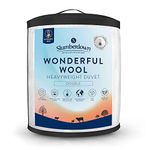 Slumberdown Wonderful Wool Double Duvet - Temperature Regulating 10-14 Tog Heavyweight Warm Winter Quilt - 100% British Wool, Soft Cotton Cover, Hypoallergenic, Easy Care, Size (200cm x 200cm)