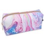 Fashion Stationery Pencil Case for Girls Aesthetic Pencil Case for Women Cute Marble Pencil Cases in Pink White Teal Green Kids Teenager Girl for School or Toiletery Make Up Bag for Ladies (Pink)