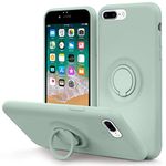 MOCCA Compatible with iPhone 13 Case 6.1 inch with Ring Kickstand | Liquid Silicone | Microfiber Liner | Anti-Scratch Full-Body Shockproof Protective Case for iPhone 13 Women Girl - Mint