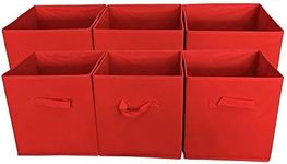 Sodynee Foldable Cloth Storage Cube Basket Bins Organizer Containers Drawers, 6 Pack, Red