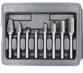 YUFUTOL Carbide Burr Set with 1/4''(6.35mm) Shank 8pcs Double Cut Solid Carbide Rotary Burr Set for Die Grinder Drill, Metal Wood Carving, Engraving,Polishing,Drilling