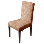 House of Quirk Stretchy Universal Camellia Jacquard Waterproof Chair Cover Removable & Washable Short Dining Chair Cover Protector Seat Slipcover (Camel,Pack of 1)