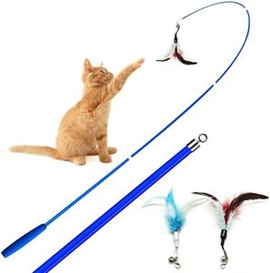 PUPPBUDD Cat Toys for Indoor Cats, Retractable Cat Wand Toy and Cat Feather Toys Teaser Refills, Interactive Cat Toy Wand Kitten Toys to Play Chase Exercise