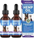 WEALLIN Hemp Oil for Dogs and Cats, Rich in Omega 3, 6, 9 and Organic Extract Helps Pets with Anxiety, Pain, Skin and Coat Health, Stress, Hip and Joint Support, Pet's Calming Treat (2 Pack)