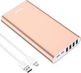 BONAI Portable Charger 20000mAh Power Bank 4 USB Outputs Aluminum Polymer Portable Battery Charger 2.0A Max Input Compatible with iPhone 13 11 XR for Road Trips Camping Picnic - Rose Gold