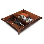 Londo Leather Tray Organizer Caddy, Practical Storage Box Valet for Wallets, Watches, Keys, Coins, Phones, Sunglasses and Office Equipment