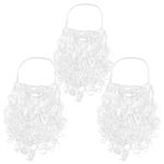 ROSAUI 3-Pack Christmas Santa Beard Set - Xmas Beard Universal Size for Adults, Men, and Women