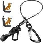 Lukovee Dog Car Seat Belt, Stainless Steel Chew-Proof Safety Car Seatbelt with Lockable Carabiner, Heavy Duty Leash with 2 in 1 Attachment for Seat Buckle/Latch Bar/Vehicle Trunk (Black, Medium)