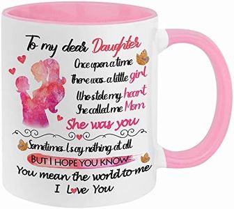 Fatbaby To My Dear Daughter Coffee Mug,Valentine's Day Birthday Gifts for Daughter from Mom,Best Daughter Gifts Mug,You Mean the World to Me Cute Cups for Daughter 11OZ