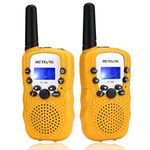 Retevis RT388 Kids Walkie Talkies, Long Range VOX Keylock Children Toy Gifts for Birthday and Holiday, 3-12 Boys and Girls Indoor Outdoor Activity (1 Pair, Yellow)