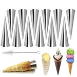 Non-stick Cream Cannoli Tubes, FantasyDay 12 Pcs Stainless Steel Baking Cones Pastry Roll Horn Croissant Mold Cannoli Shells with 1 Clean Brush - Pastry Baking Set for Christmas Cake Anniversary Party