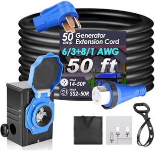 Seeutek 50 Amp Generator Cord and Pre-drilled Power Inlet Box, NEMA 14-50P/SS2-50P Generator Extension Cord High Conductivity, 4 Prong 50 FT Functional Cable with Interlock Kit, ETL Listed