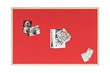 Bi-Office Reversible Notice Board, Cork and Felt , Wood Frame, Red, 90 x 60 cm