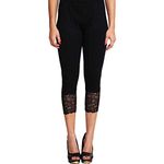 Snowball Lace Capri Leggings for Women || Stylish Net Capri for Girls (2XL, Black)