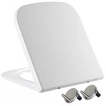 Mass Dynamic Square Toilet Seat- with Soft Close & Quick Release for Easy Cleaning, Universal Toilet Seat for Square Shaped Toilet Pans, Top Fixing Easy Installation (41.5cm L x 36cm W), White