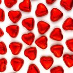 50 Milk Chocolate Hearts – Red Foil Wrapped Valentines Chocolate Hearts Love Heart Chocolates | Wedding Favour Chocolates