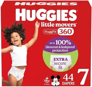 Huggies Size 7 Baby Diapers, Little Movers HuggFit 360° Baby Diapers with 360° Waistband, Size 7 (41+ lbs), 44 Count, Packaging May Vary