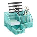 Blu Monaco Aqua Desk Organizer - Girly Cute Aqua Turquoise Desk Accessories - Storage for School Locker Bedroom or Home - Stationary Holder